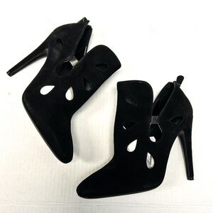 Bottega Veneta suede cutout bootie heels